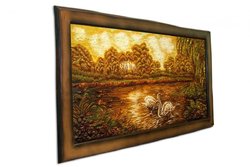 Landscape “Swan family on a forest pond”