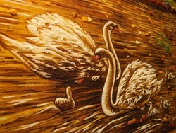 Landscape “Swan family on a forest pond”