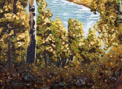 Landscape “Two birches by the lake”