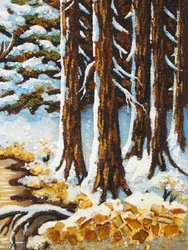 Landscape “Deer in the winter forest”