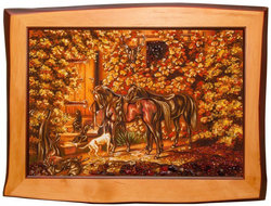 Painting “Horses at the Porch” (Adam Albrecht)