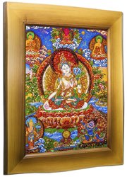Panel "Buddhist painting Thangka - White Tara"