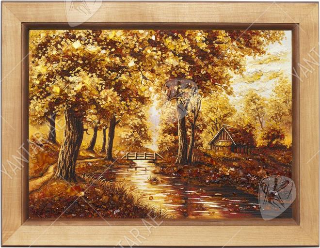 Landscape “House in the forest by the river”