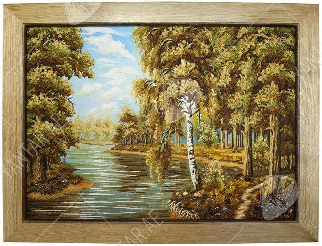 Landscape “Birch tree over the river”