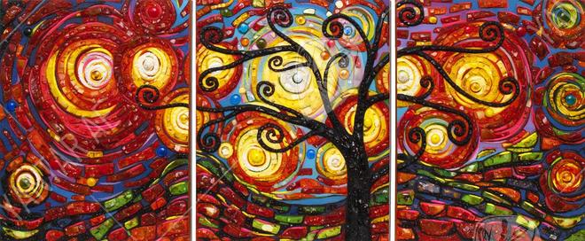 Semi-volume triptych “Tree of Happiness”