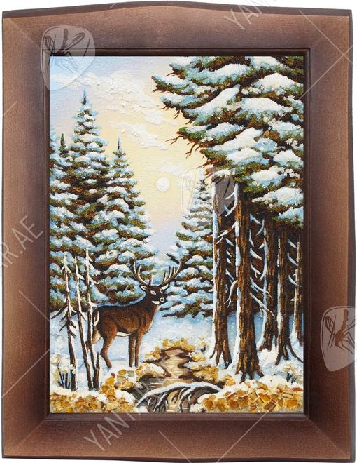 Landscape “Deer in the winter forest”