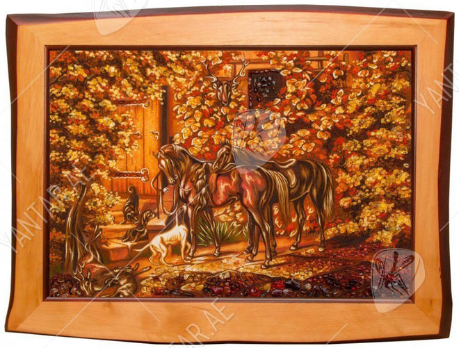 Painting “Horses at the Porch” (Adam Albrecht)