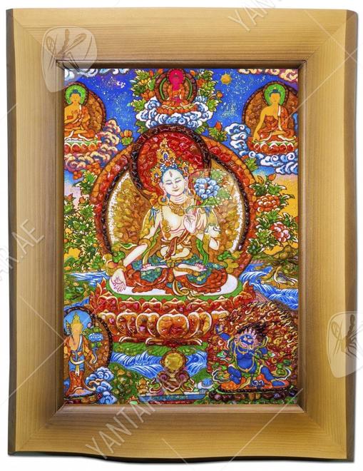 Panel "Buddhist painting Thangka - White Tara"