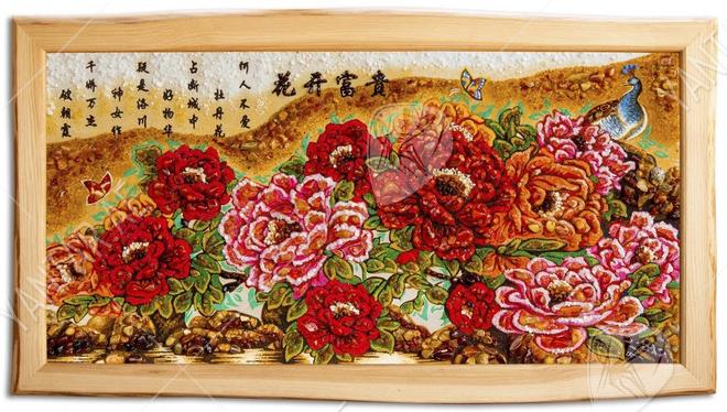 Panel “Peonies in Chinese painting” (Guohua graphics)