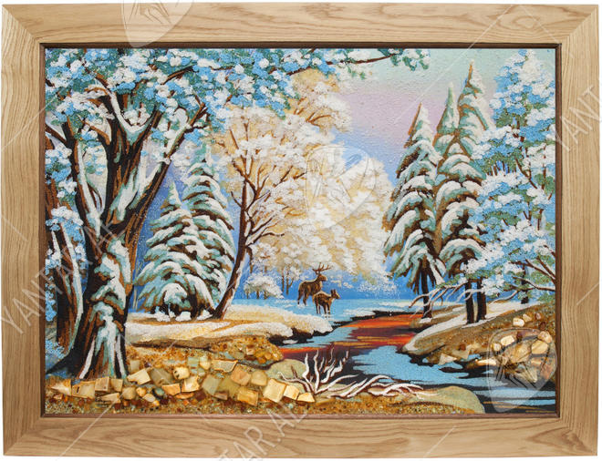 Landscape “Deer in a snowy forest”