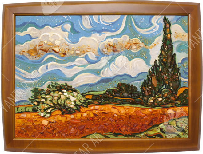 Painting "Wheat field with cypress" (Vincent van Gogh)