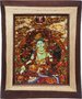 Panel with amber in combination with lurex and Swarovski stones “Green Tara”