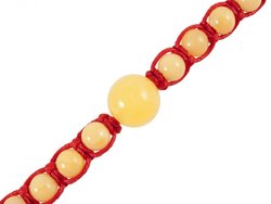 Amulet beads with red thread and light amber balls