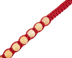 Amulet beads with red thread and light amber balls