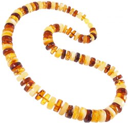 Beads made of multi-colored amber donut stones
