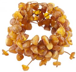 Multi-row braided bracelet made of polished amber stones