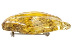 Brooch made of solid light amber