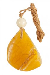 Pendant with stone and amber ball