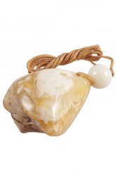 Amber stone pendant on a waxed thread