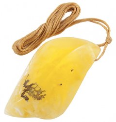 Figured amber pendant on a rope