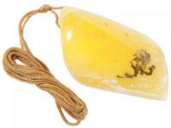 Figured amber pendant on a rope