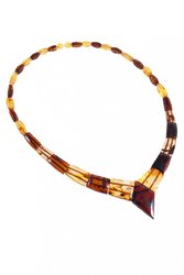 Beads made of figured amber stones (with a dark diamond-shaped center)