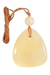 Trapezoidal pendant with amber ball