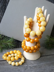 Pressed amber beads