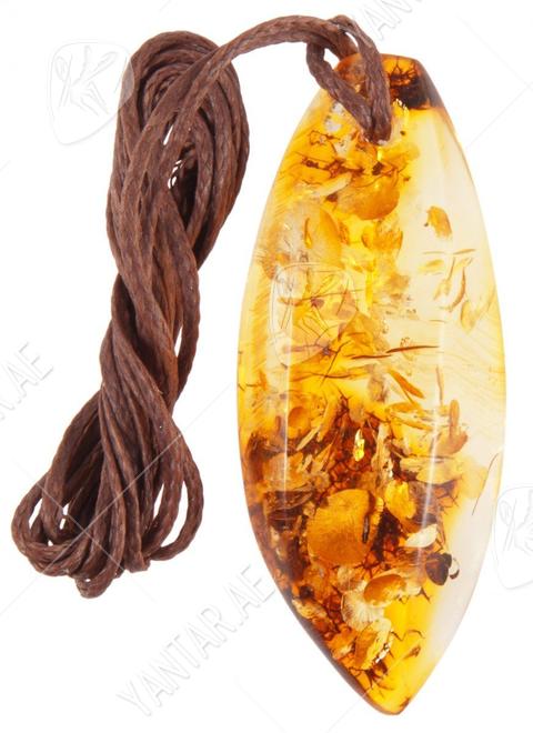 Polished amber stone pendant