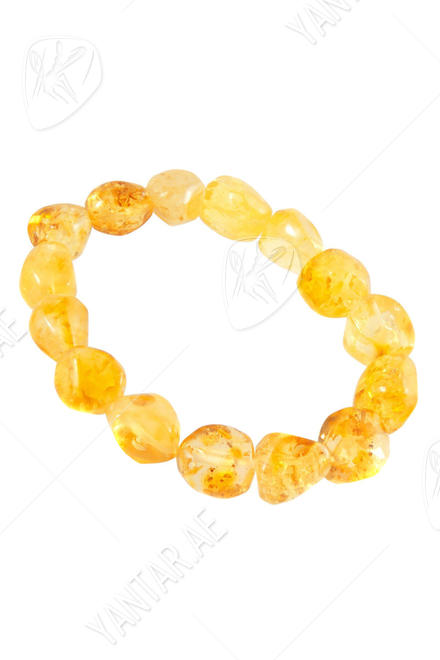 Amber bracelet made of light translucent polished stones