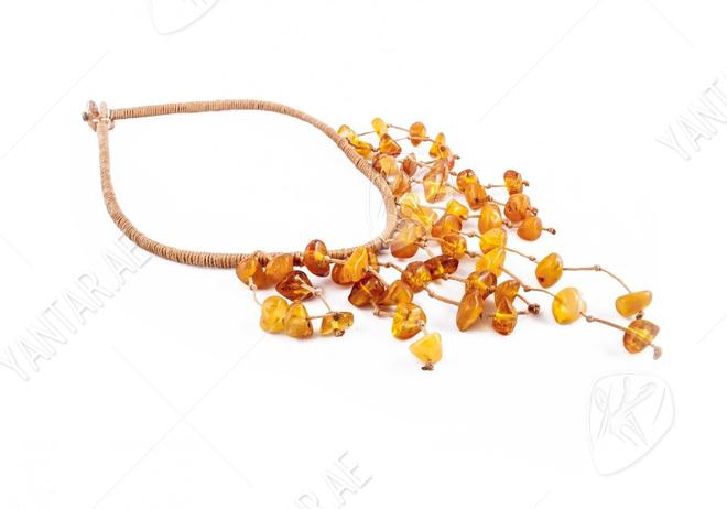Bead necklace made of light amber