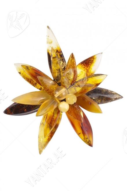 Brooch “Amber Flower” (multi-row)