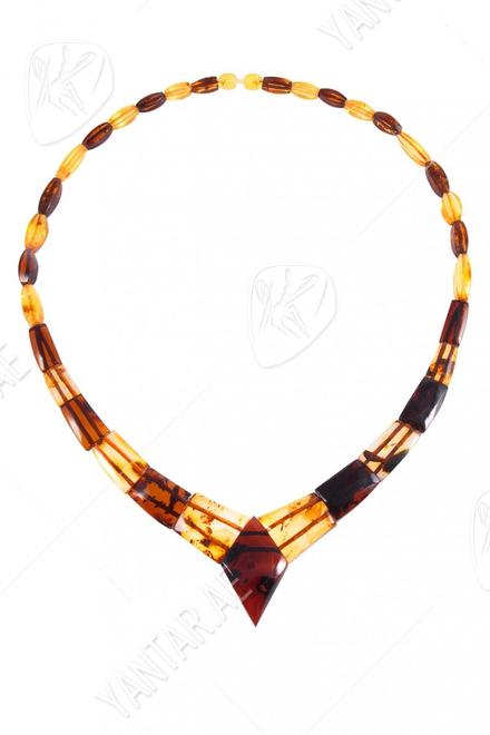 Beads made of figured amber stones (with a dark diamond-shaped center)