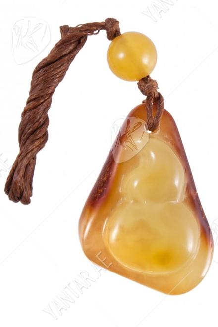 Amber pendant on waxed thread “Shell”