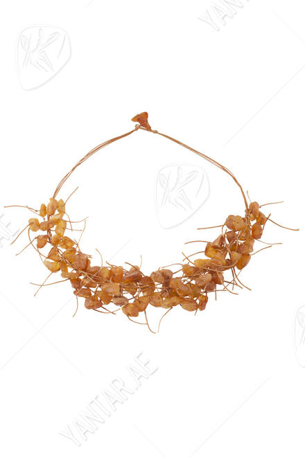 Polished amber beads “Travka”