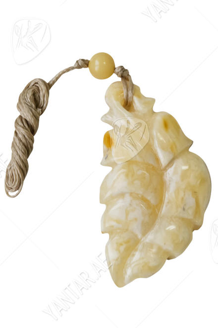 Amber pendant on a rope “Leaf”