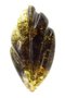 Leaf brooch made of solid green amber