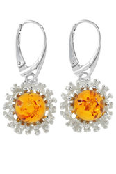 Silver earrings with amber “Dawn”