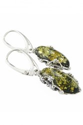 Earrings with amber stones in a silver frame “Cherry blossom”