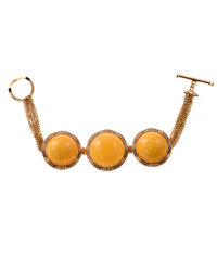 Silver bracelet with amber, gilding and cubic zirconia "Ernesto"