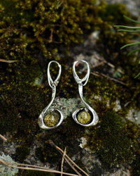 Silver earrings with amber "Yvet"