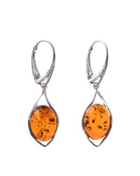 Silver earrings with amber "Dahlia"