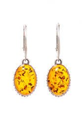 Silver earrings with amber “Roselle”