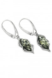 Earrings with amber and blackened silver “Vilena”