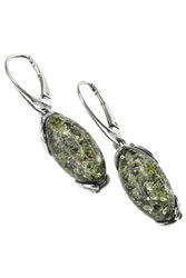 Silver earrings with amber cabochons “Matiola”