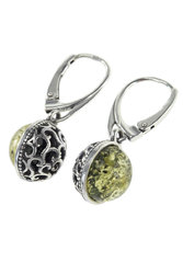 Earrings with amber and silver “Naomi”
