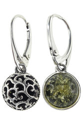 Earrings with amber and silver “Naomi”