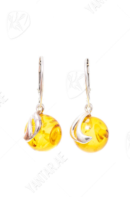 Silver earrings with amber “Gayana”