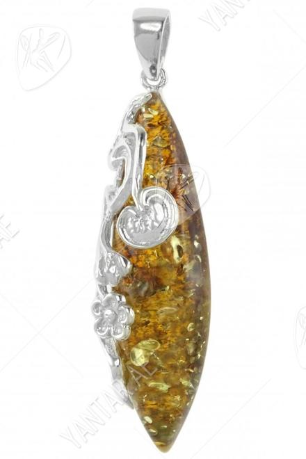 Silver pendant-amulet with amber “Athena”
