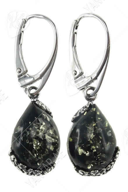 Silver earrings with amber “Calli”
